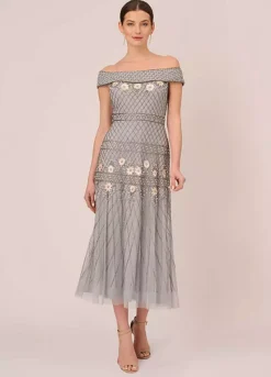 Adrianna Papell Beaded Long Dress