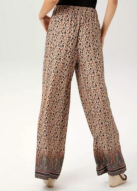 Aniston Animal Print Slip-On Palazzo Trousers - Image 3
