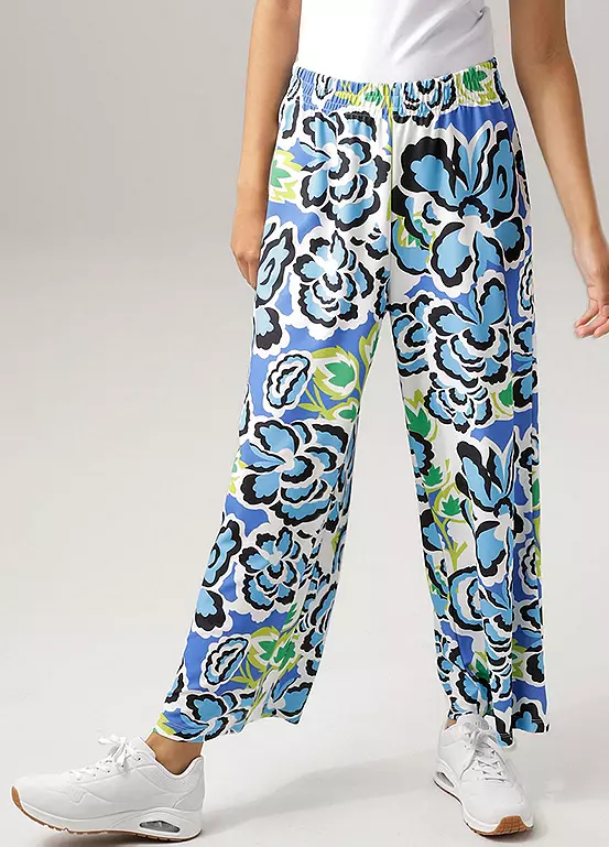 Aniston Floral Print Straight Leg Trousers