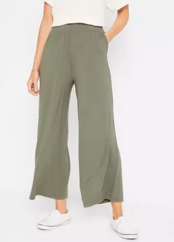 Bonprix Cropped Wide Leg Jersey Trousers