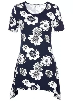 Bonprix Hanky Hem Floral Tunic