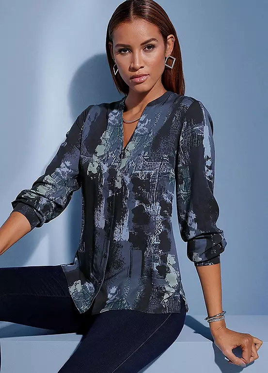 Creation L Graphic Print Long Sleeve Blouse