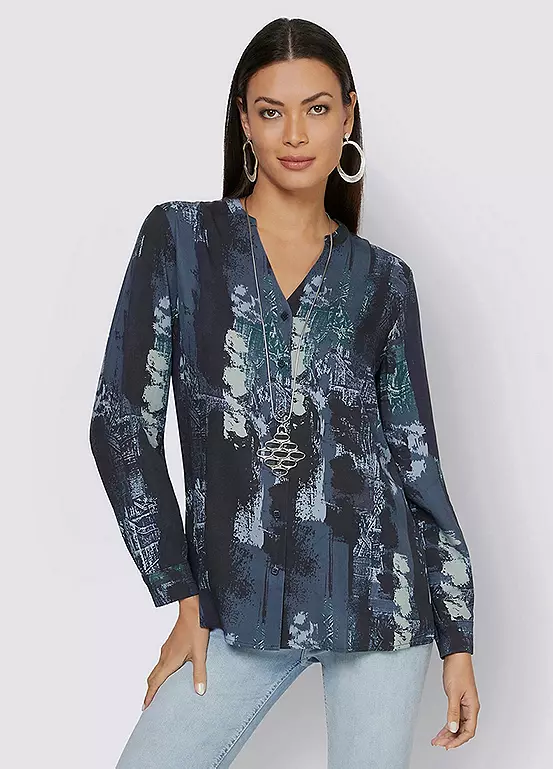 Creation L Graphic Print Long Sleeve Blouse - Image 3