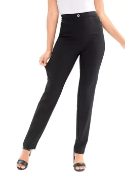 Decorative Zip Straight Leg Trousers