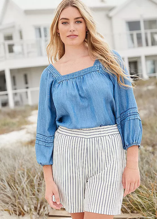 Freestyle Bella Stripe Linen Shorts - Image 4