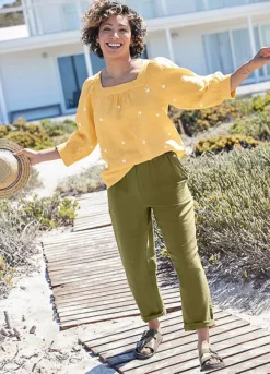 Freestyle Khaki Frankie Linen Trousers