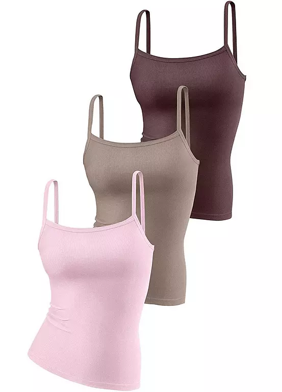 H.I.S Pack Of 3 Fine Rib Vest Tops - Image 11