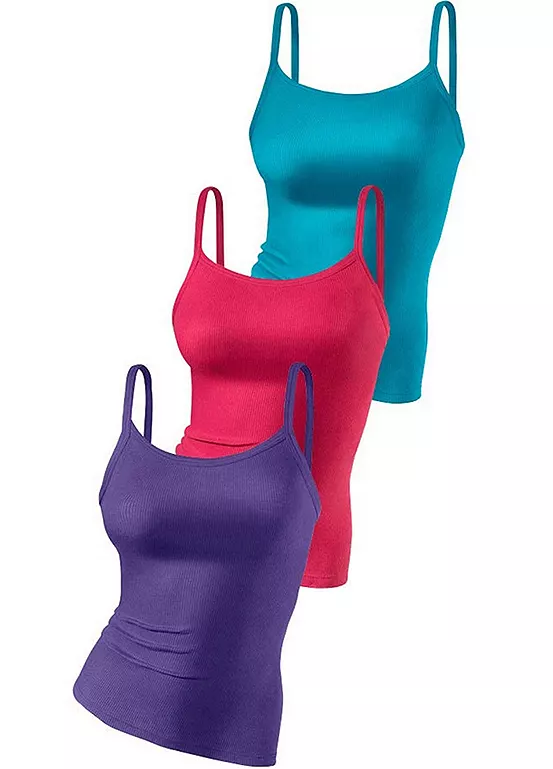 H.I.S Pack Of 3 Fine Rib Vest Tops - Image 13