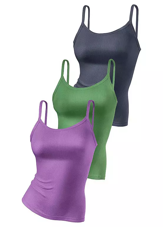 H.I.S Pack Of 3 Fine Rib Vest Tops - Image 19