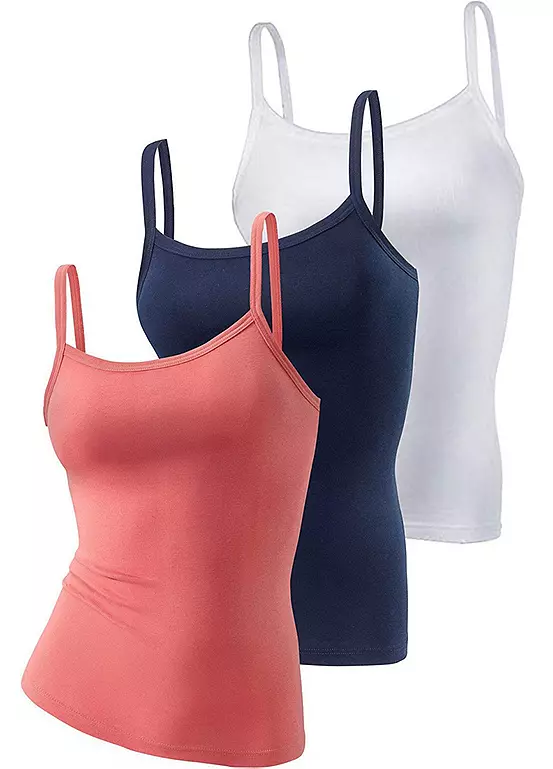 H.I.S Pack Of 3 Fine Rib Vest Tops
