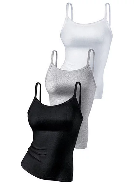 H.I.S Pack Of 3 Fine Rib Vest Tops - Image 9