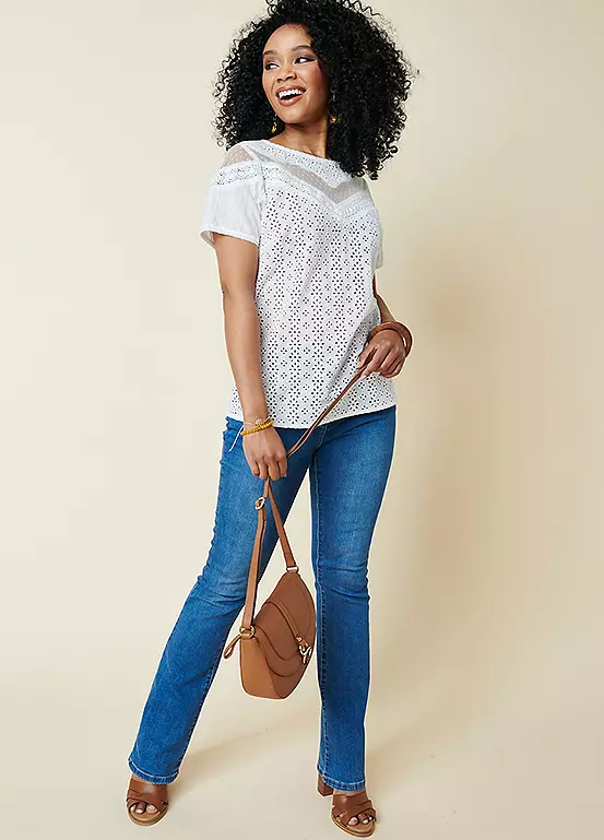 Kaleidoscope Broderie & Mesh Panel Top - Image 3