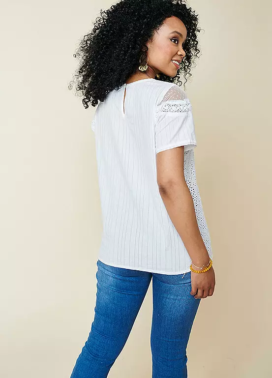 Kaleidoscope Broderie & Mesh Panel Top - Image 5