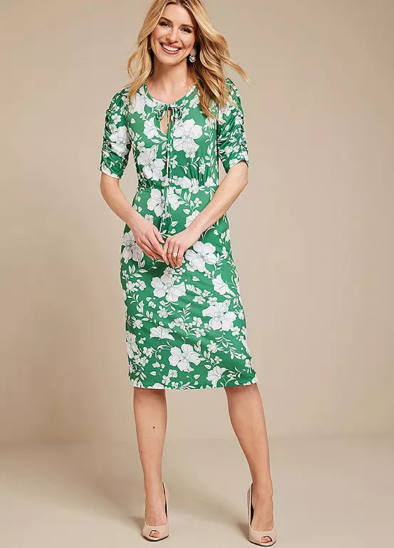 Kaleidoscope Green Floral Print Dress - Image 4