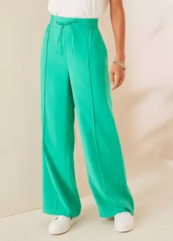 Kaleidoscope Green Wide Leg Pull On Trousers
