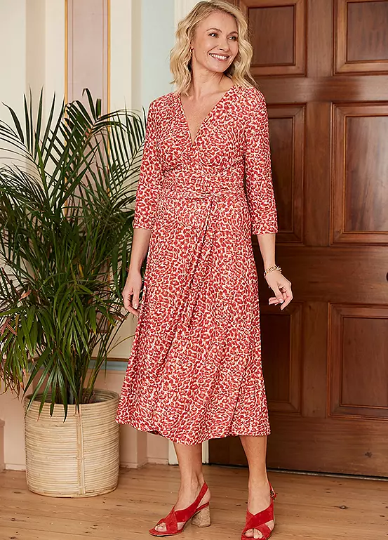 Kaleidoscope Soft Touch Leopard Print Wrap Dress - Image 3