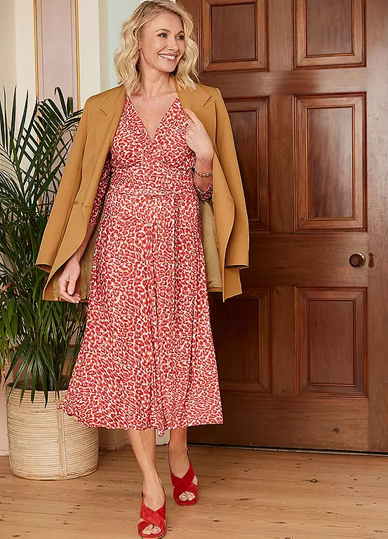 Kaleidoscope Soft Touch Leopard Print Wrap Dress - Image 4