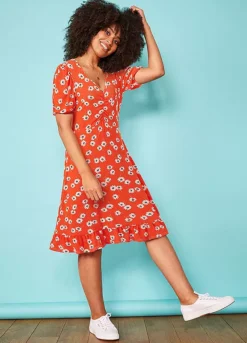 Love Mark Heyes Orange Floral Print Flippy Dress