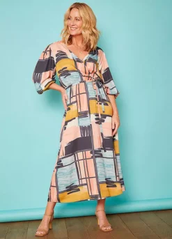 Love Mark Heyes Printed Mock Wrap Midaxi Dress