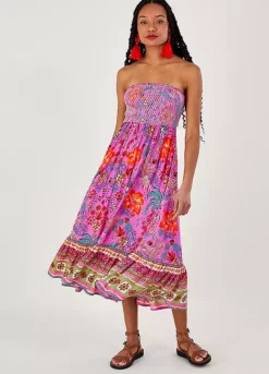 Monsoon Bandeau Palm Print Dress