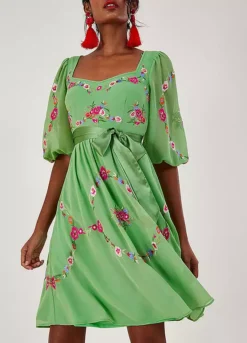 Monsoon Emilia Floral Embroidered Dress