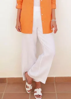 Pomodoro Linen Wide Leg Trousers In White
