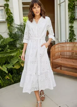 Together! Together White Broderie Shirt Dress