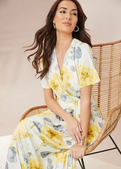 Together! Together Yellow Print Jersey Dress