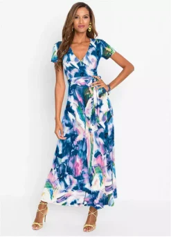 Bonprix Belted Floral Maxi Dress