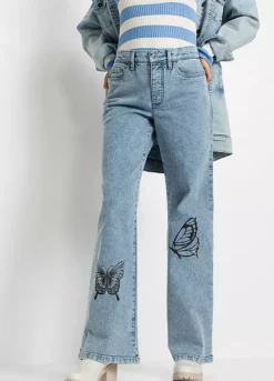 Bonprix Butterfly Print Wide Leg Jeans