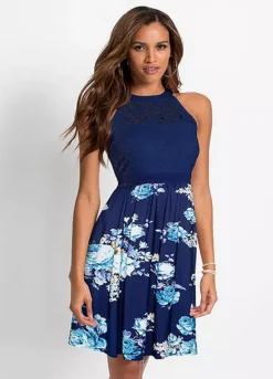 Bonprix Lace Bodice Floral Dress