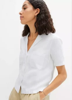 Bonprix Linen Blend Short Sleeve Blouse