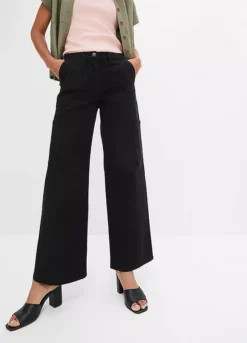 Bonprix Wide Leg Cotton Cargo Trousers